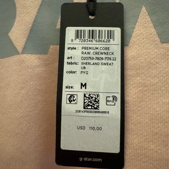 NWT G-Star Premium Core Crewneck in Pink - Picture 4 of 7